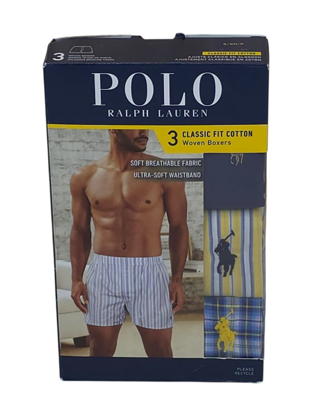 Polo Ralph Lauren 3 Pack Classic Fit Cotton Woven Boxers Soft Breathable Small